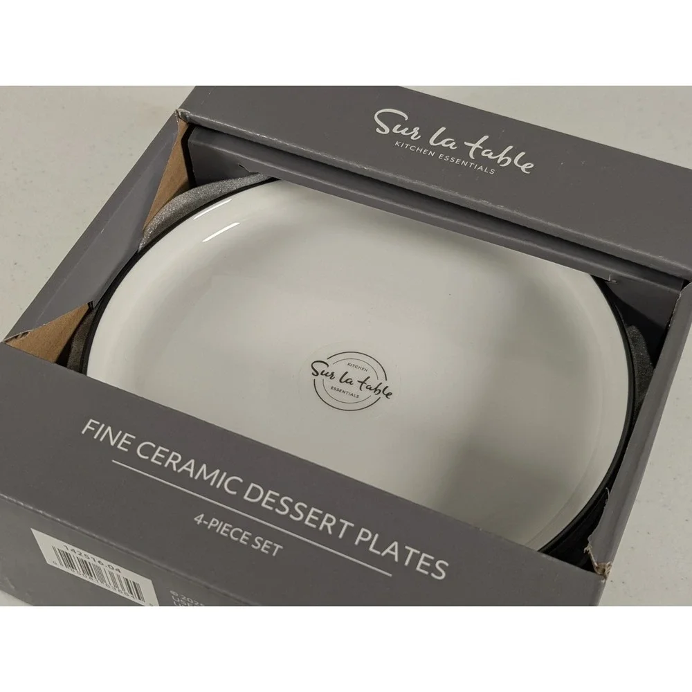 Sur La Table Fine Ceramic Dessert Plates 4-Pack 7.75